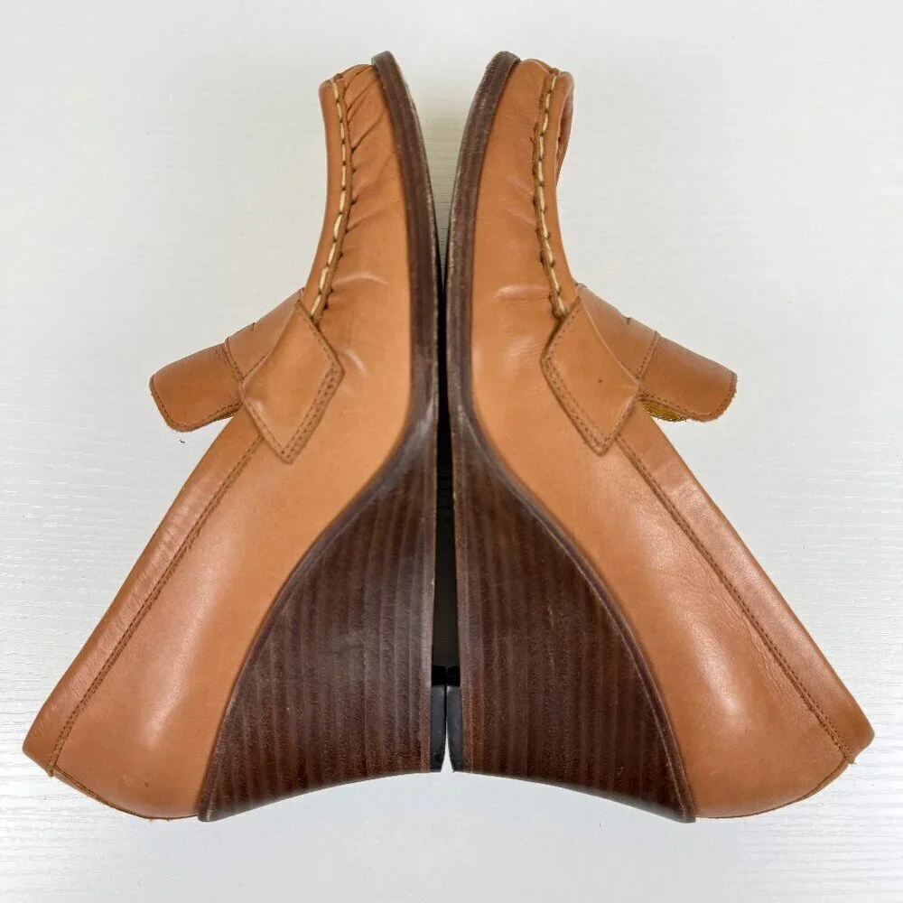 Michael Kors Brown Leather Wedge Loafers